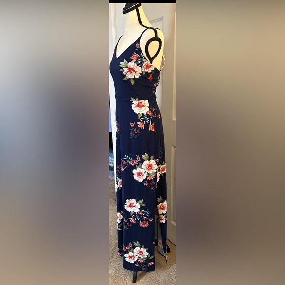 Fortune + Ivy Maxi Floral Dress with Criss Cross Back - Picture 3 of 6
